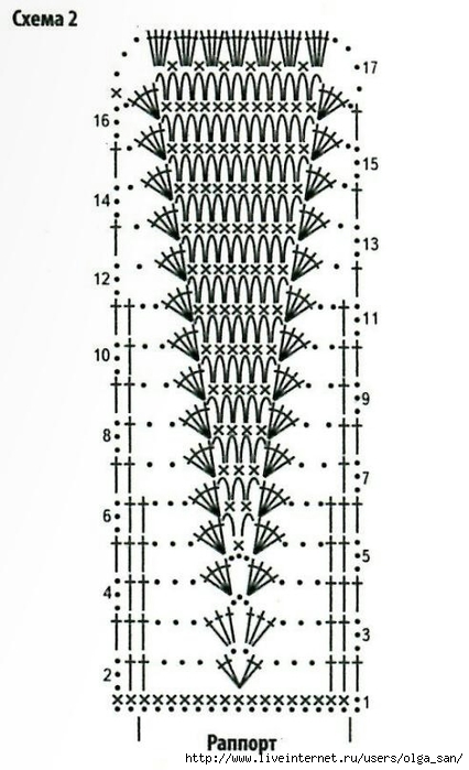 Узор крючком клиньями схема