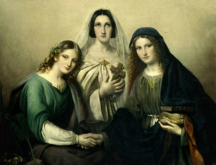 1 Faith, Hope and Charity - Marie Adelaide Kindt, (Belgian, 18041884) (700x533, 300Kb)