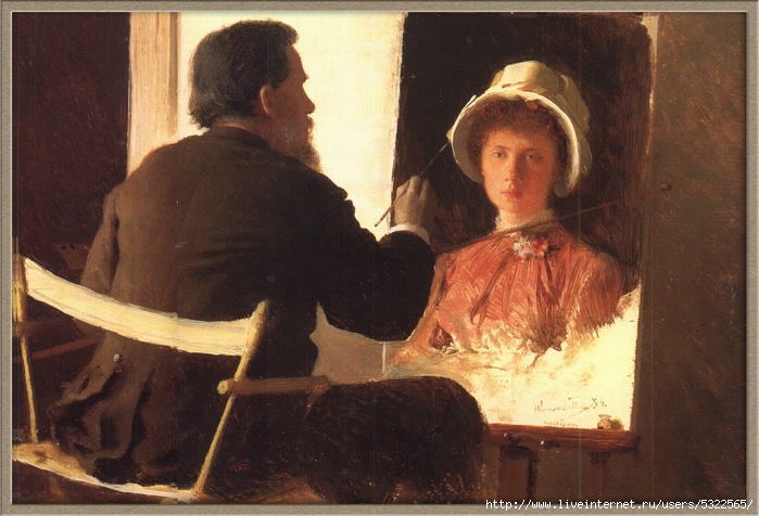 Kramskoy, pishushiy portret svoey docheri S.I.Kramskoy 1884 (700x476, 278Kb)