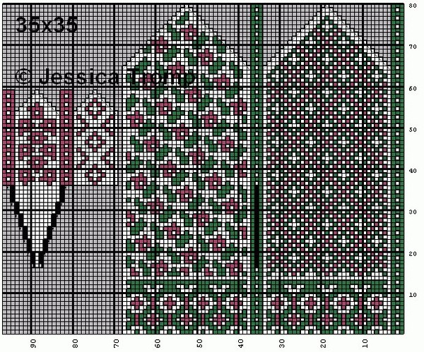 Варежки жаккардом схемы спицами