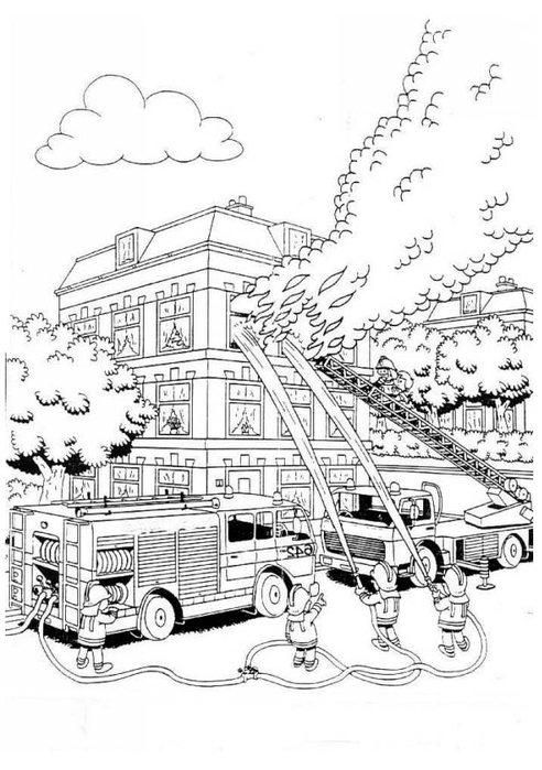 Пожарный картинка для детей раскраска
