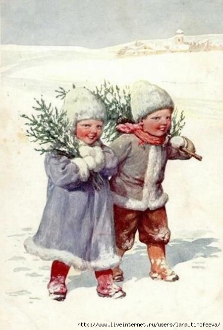 Старые рождественские открытки - 46 фото
