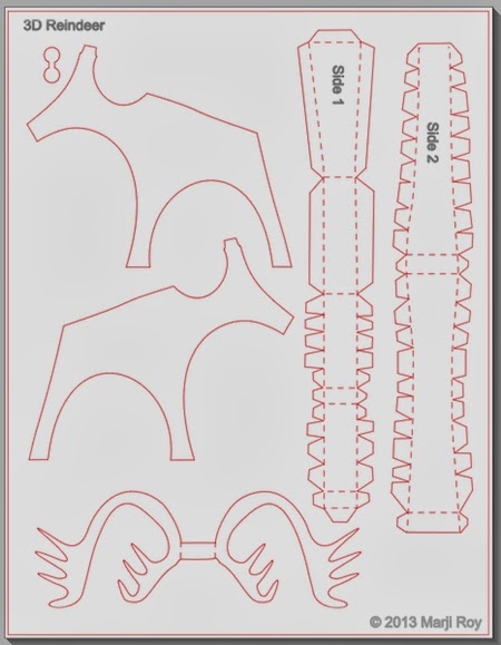 Северные олени и сани с новогодними подарками из бумаги. Шаблоны (61) (450x579, 117Kb)