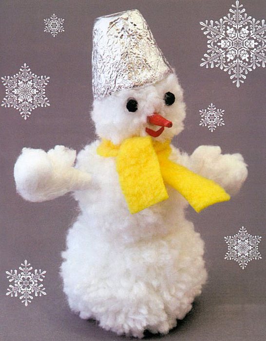 Веселый снеговик из бумаги