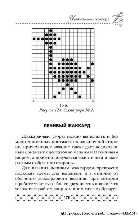 Схемы мозаичного вязания спицами