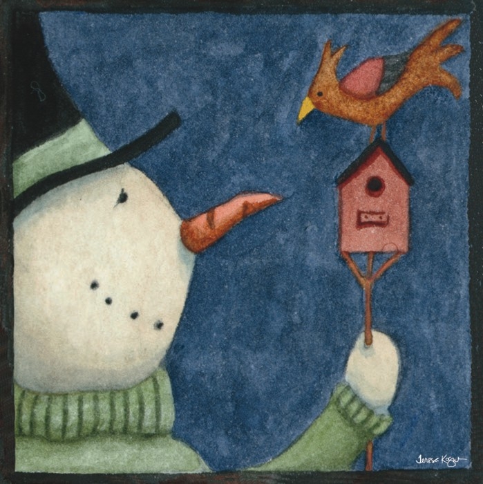 Snowman and Bird (699x700, 289Kb)