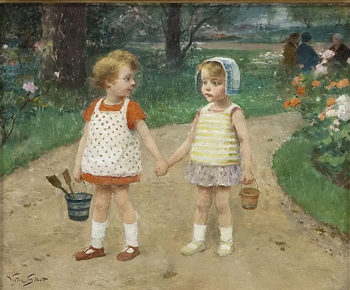 Two Children with Buckets (699x579, 155Kb)