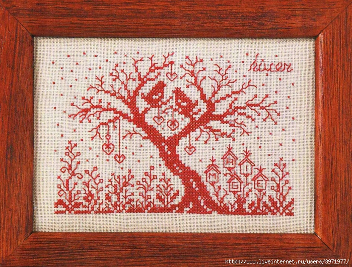 Схема вышивки крестиком - дерево любви - КлуКлу