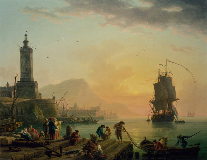 Клод Жозеф Верне  - Спокойствие в средиземноморском порту  1770 (700x539, 74Kb)
