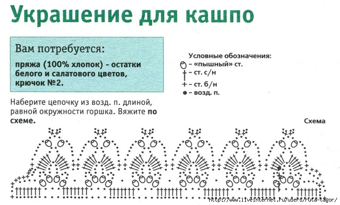 Кашпо подвесное для цветов крючком схемы