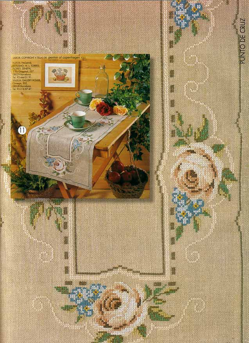 Little tablecloth with pink roses(Permin)1 (509x700, 432Kb)