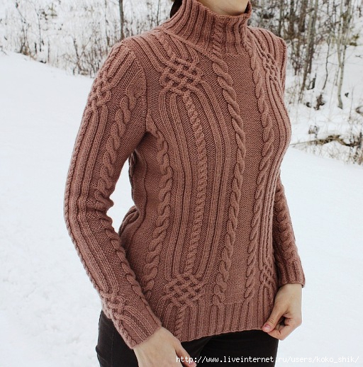 Пуловер с аранами