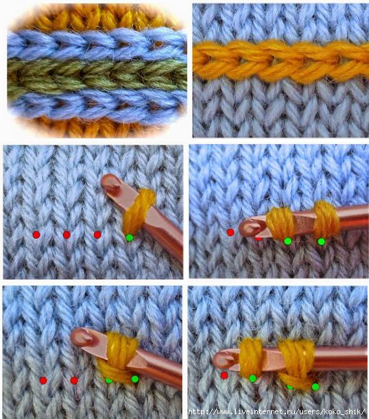 Вышивка крючком по вязаному полотну