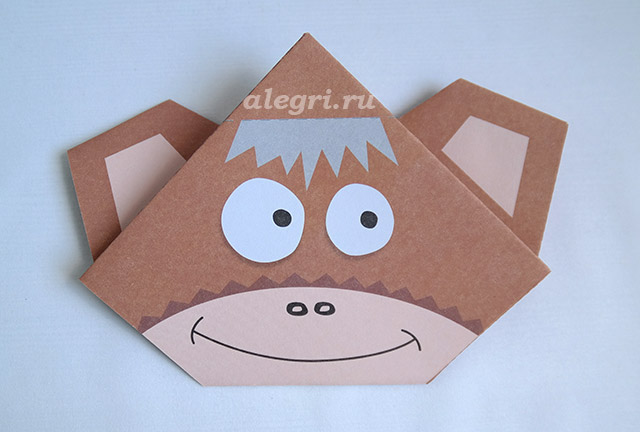 Как сделать обезьянку из ладошки и цветной бумаги
