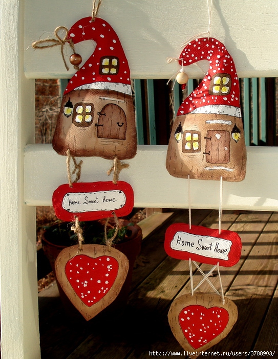 3 home sweet home charm, housewarming gift, cute fairy house, Christmas gift, welcome home sign  ,    (543x700, 319Kb)