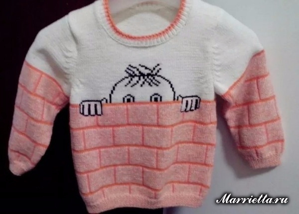 Забавный детский пуловер спицами для мальчика (9) (600x431, 167Kb)