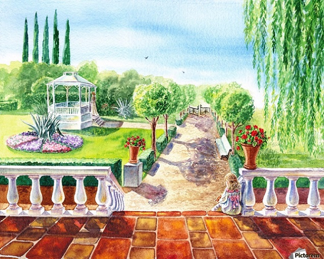 Girl In The Garden. (636x508, 480Kb)