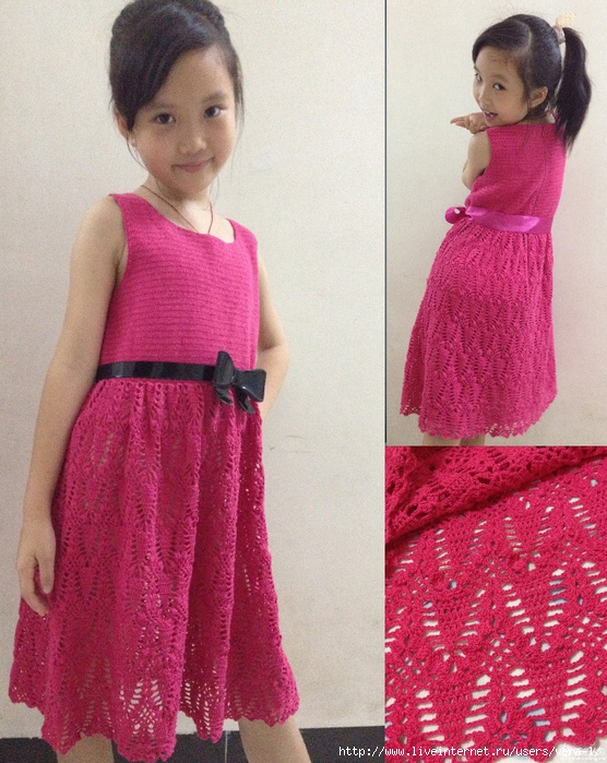 Вязаное детское платье для маленьких принцесс