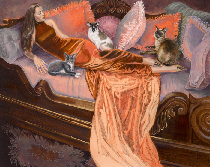 Feline+Fashion+Harem,+60x48,+oil+on+canvas (700x557, 534Kb)