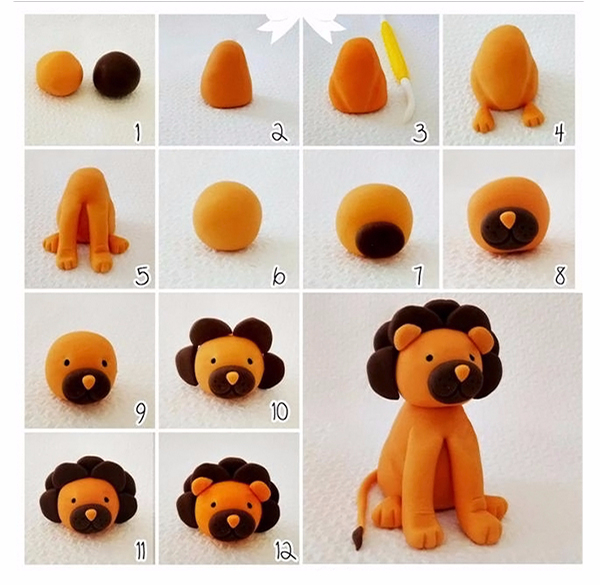 Лев из пластилина и шишки - Лепка, Животные, для детей от 6 лет | HandCraftGuide