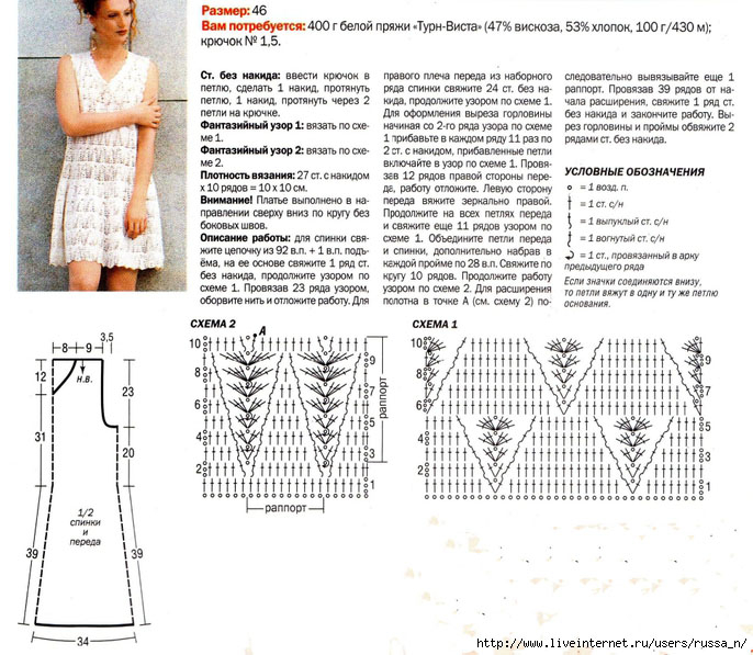Платья для женщин крючком схемы описание