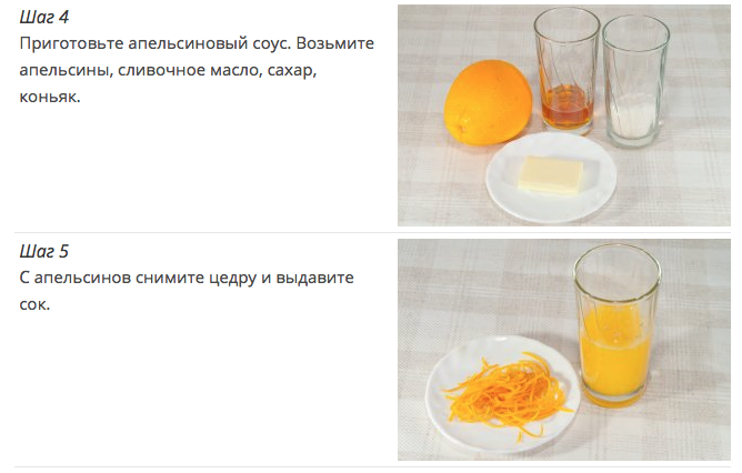 Блинчики креп сюзетт технологическая карта