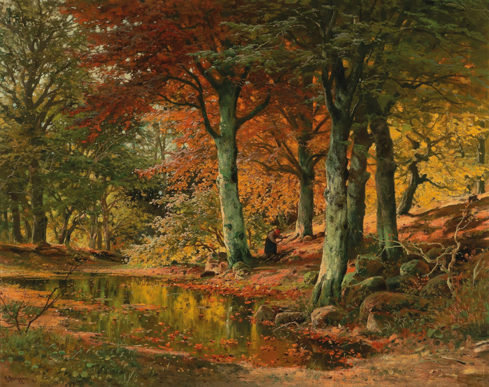 Alois Arnegger Woodland Landscape in Autumn (700x554, 630Kb)