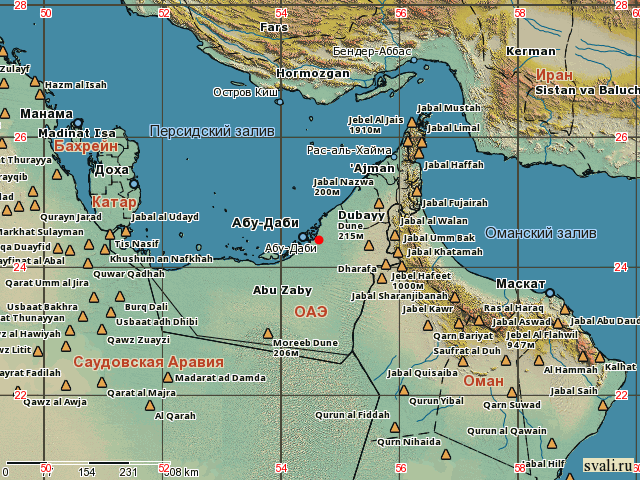 Карта от мертвого моря до персидского залива