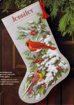  Dimensions 8738 Early snow cardinals stocking (494x700, 481Kb)