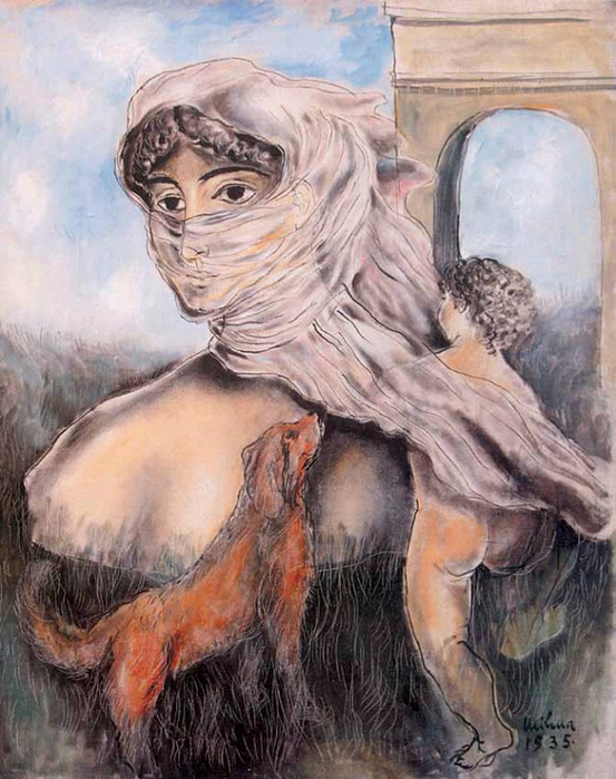 }enu u velu sa psom ide tetom, 1935_ ulje na platnu, (553x700, 409Kb)