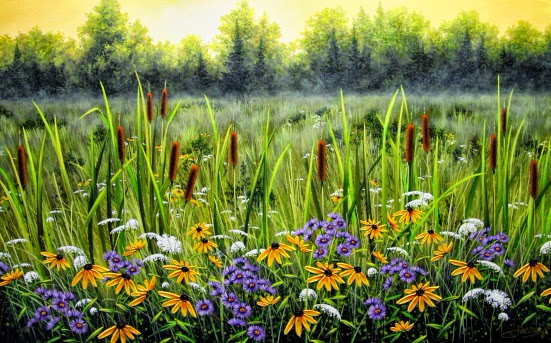 Cattails & Wildflowers (551x343, 342Kb)