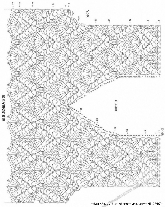 Схема ажурной кокетки крючком