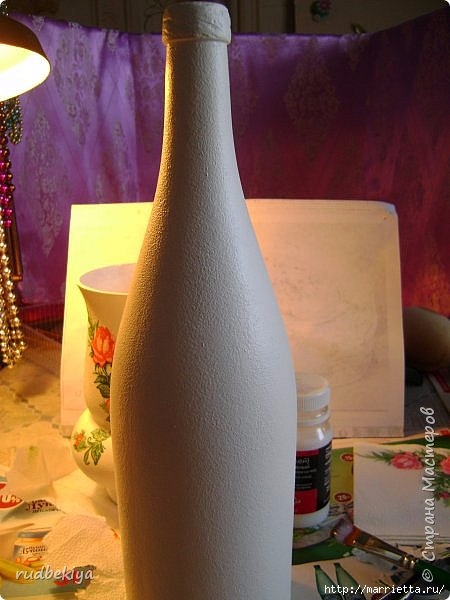 Декоративная бутылка и вазочка из плафона. Декупаж (4) (450x600, 143Kb)