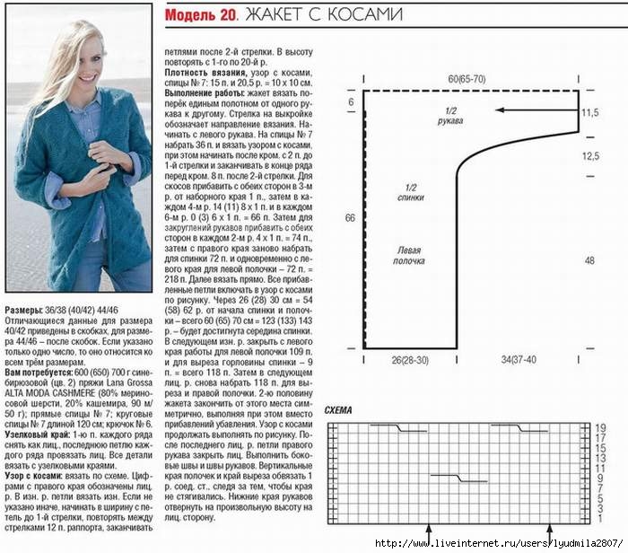 Кардиган женский спицами одним полотном схемы и описание