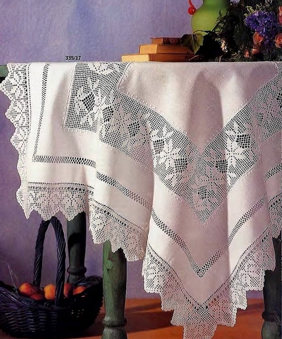Комбинированная скатерть вязание ткань