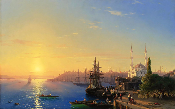 1_1856_Вид Константинополя и Босфора (View of Constantinople and the Bosphorus)_124.5 х 195.5_х.,м._Частное собрание (700x437, 274Kb)