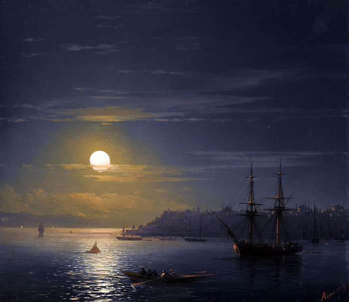 Вид Константинополя в лунном свете (View of Constantinople in moonlight)_24.5 х 27.5_х.,м._Частное собрание (700x606, 368Kb)