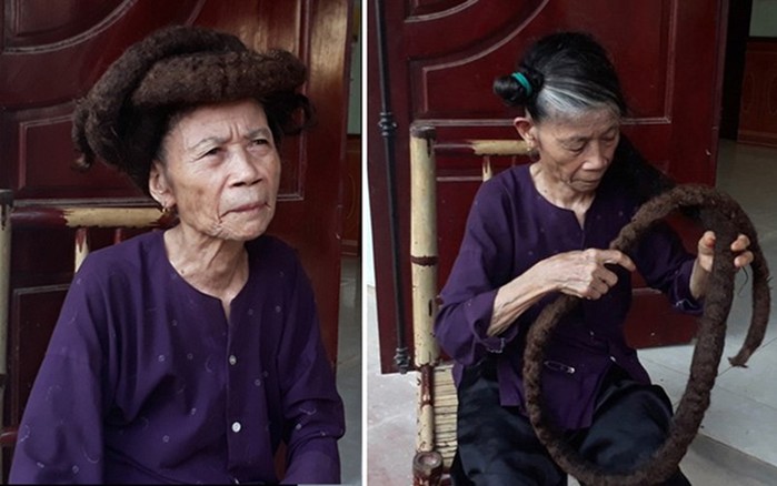 81 летняя дама из Вьетнама отрастила волосы до 3 метров