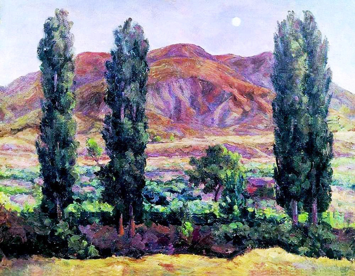 27 Александр Осмёркин «Крым. Козы. Вечер. Тополя» 1938 (700x544, 540Kb)