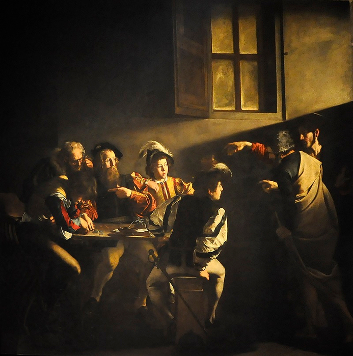 Caravaggio_(1571-1610)_-_De_roeping_van_Matteüs_(1599-1600)_-_Rome_San_Luigi_dei_Francesi_10-01-2011_12-07-56 (693x700, 456Kb)