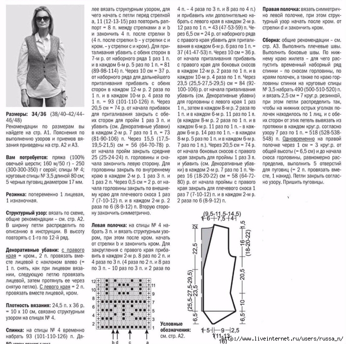 Жилет на спице описание схема русском языке