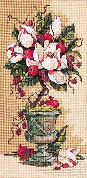 Урна Магнолий Stitchart-Urn of Magnolias (341x700, 393Kb)