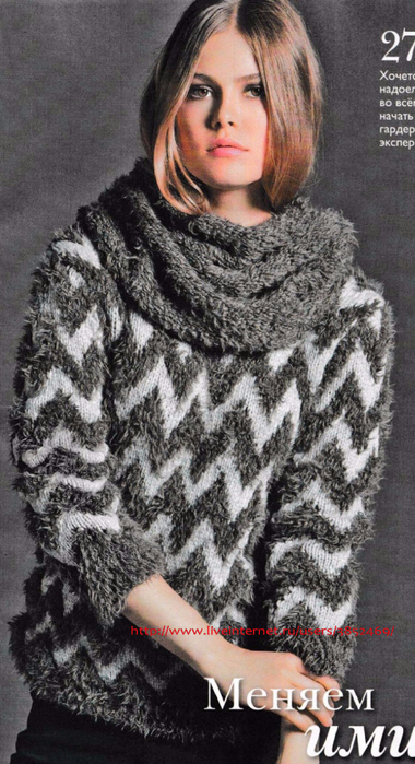 Пуловер с жаккардовым узором и снуд 2 (380x700, 322Kb)