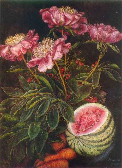 still-life-watermelon-carrots-flowers-1951.jpg!HalfHD (508x700, 441Kb)