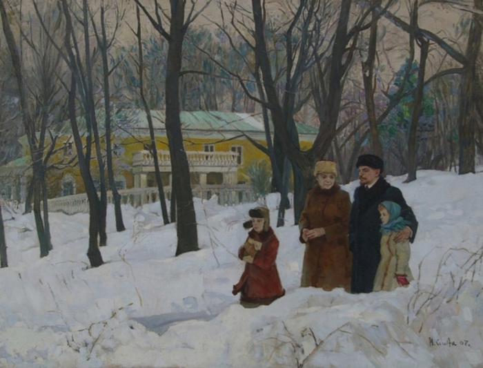 Слета А. - Ленин и Крупская в парке (1967) (700x533, 353Kb)