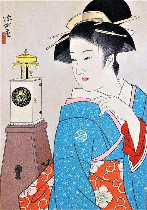        (The beauty in a blue kimono with an orange obi)  1962  31.8  22.3,   (488x700, 142Kb)