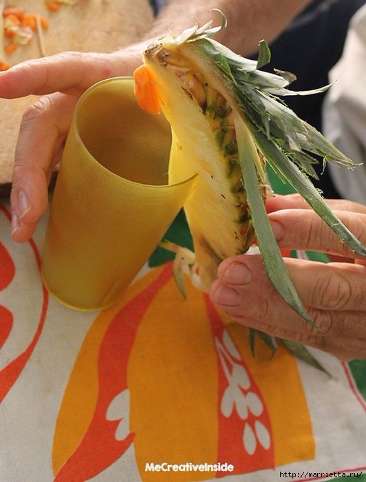Попугай из ананаса. Прикольная идея в технике карвинг (9) (532x700, 248Kb)