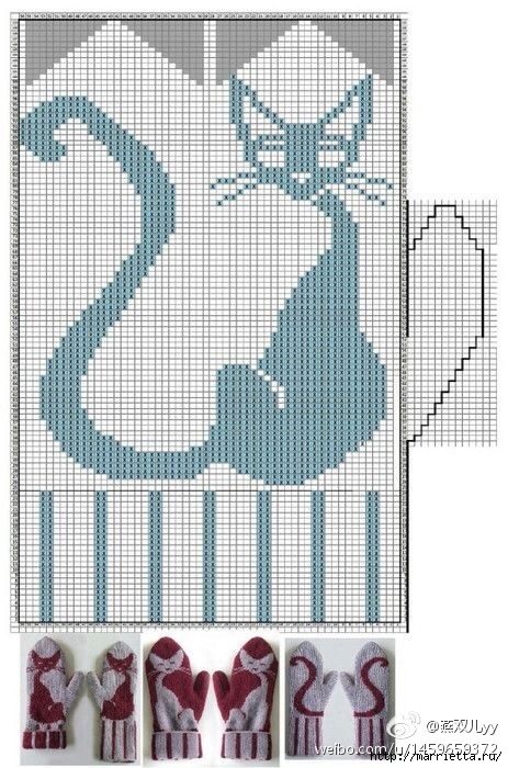 Жаккард с котятами. Схемы вязания (10) (463x700, 244Kb)