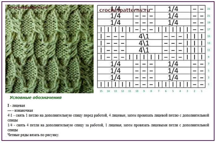 Турецкий узор спицами схема