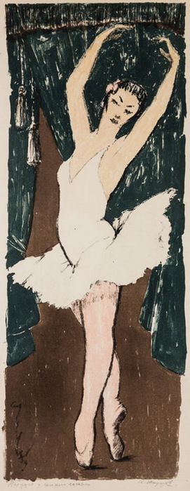 Ballet Dancer Near a Green Curtain, lithograph on paper, 65 x 24 cm (271x700, 75Kb)